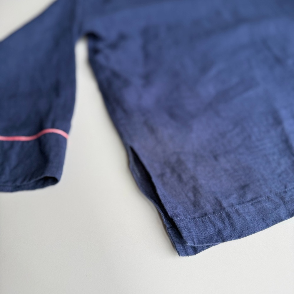 Ilana Kohn 100% Linen Made in USA Shirt Size S Blue with Pink Accents Jacket - Picture 8 of 15